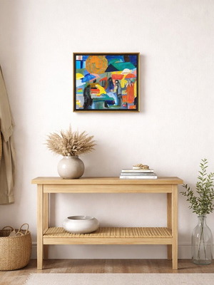 Acrylic painting like new, theme Laiki Agora 50x40 cm