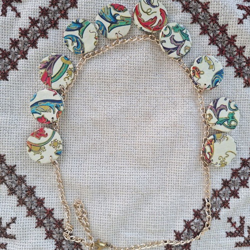 Short handmade floral printed necklace made to order