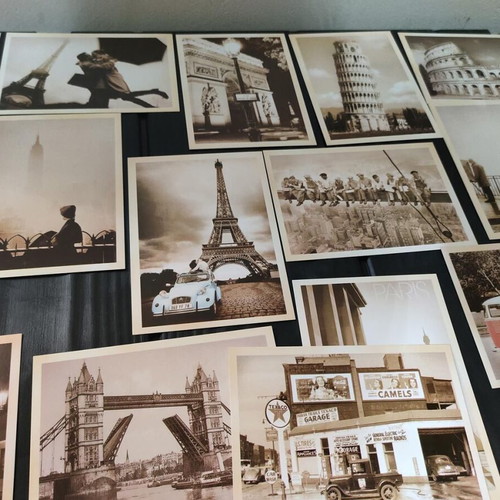 Collectible set of 32 vintage postcards with world landscapes and photos