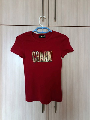 Muzuri blouse size S like new, red with gold sequins