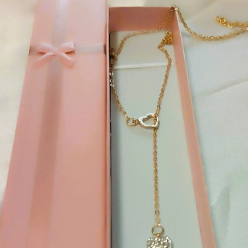 Necklace "lovely hearts" with hanging asymmetric hearts gold new