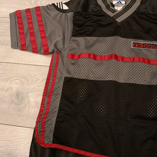 Adidas retro mesh jersey shirt used, black and red