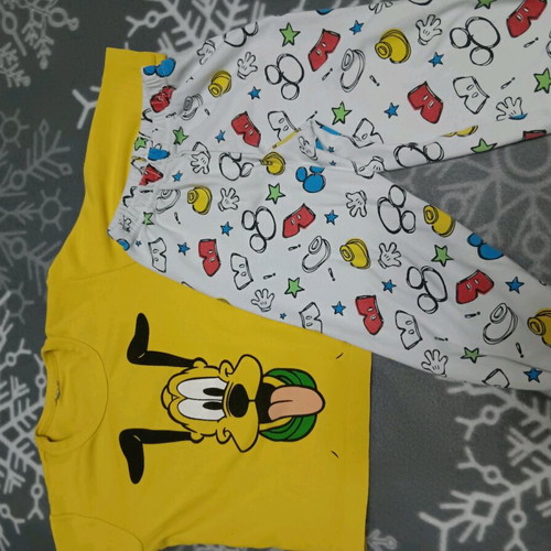 Cotton pajamas set boy 98cm like new, white and yellow