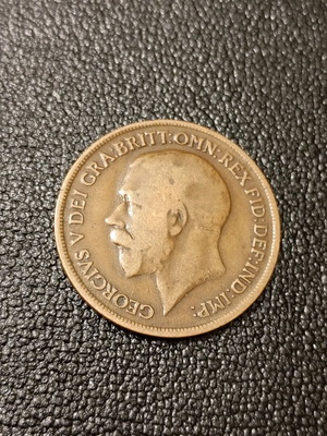 Νόμισμα One Penny 1918 Ηνωμένου Βασιλείου με Βασιλιά Γεώργιο Ε'