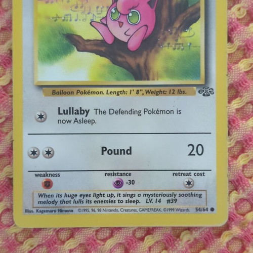 Jigglypuff Pokemon card 1998 used