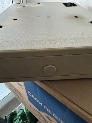 Old cash register drawer, manual bottom opening