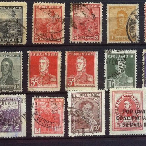 Argentine stamps used, set of 21 from 1882 to 1954