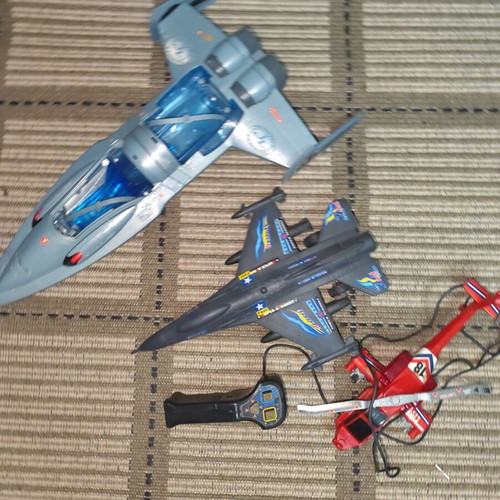 Fighter planes and helicopter toys used