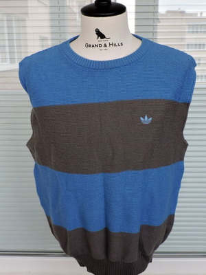 Adidas Originals Ανδρικό Vintage Αμάνικο Πουλόβερ Μπλε Γκρι Μέγεθος L σαν καινούργιο