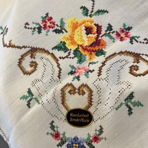 Handmade tablecloth with matching napkins new from Switzerland