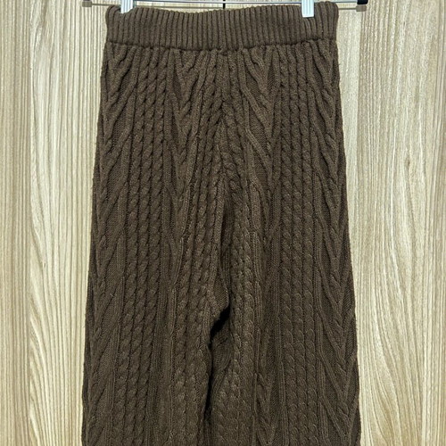 Knitted high-waisted pants like new, brown