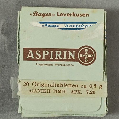 Paper box from Bayer aspirin pack of 20 used, 0.5 grams
