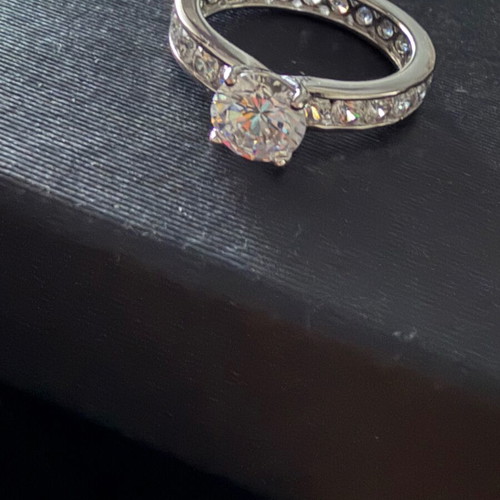 925 Silver Solitaire Ring with Round Stone Size 17 New