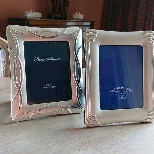 Silver plated photo frames used, vintage pack of two