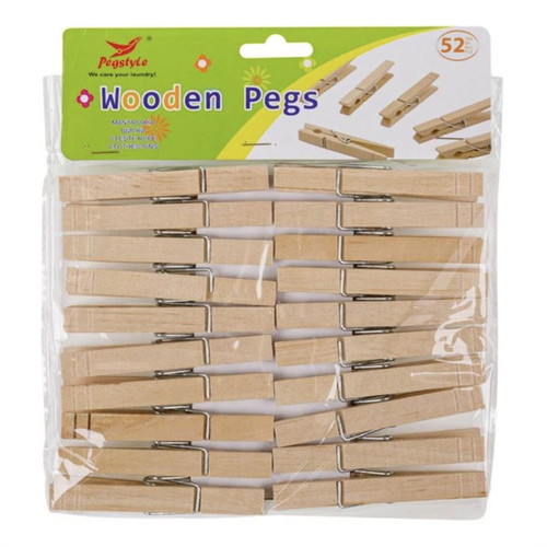 Wooden laundry pegs 8.5 cm, pack of 52