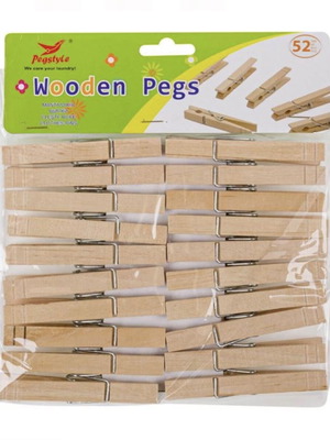 Wooden laundry pegs 8.5 cm, pack of 52