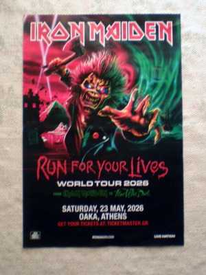 Iron Maiden concert poster at O.A.K.A. 23.5.2026 like new