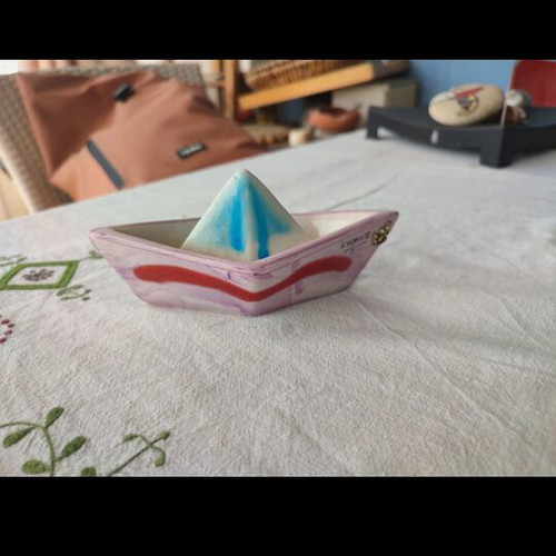 Ceramic Boat Handmade, Like New, Decorative Summer Theme