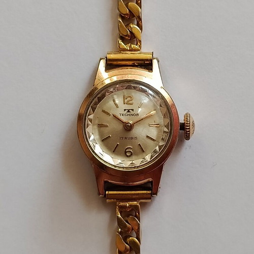 Technos vintage women's wristwatch 17 rubis used, gold tone