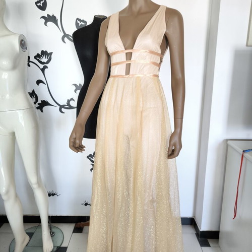 Dress Niki Nikolaidou new, small nude gold tulle evening