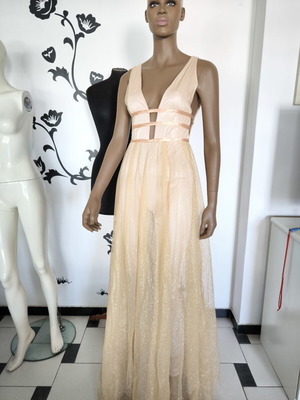 Dress Niki Nikolaidou new, small nude gold tulle evening