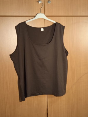Summer top used, brown, polyester stretch fabric