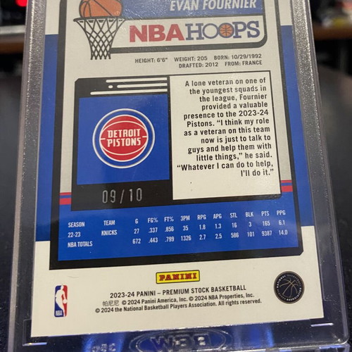 Evan Fournier 2023-24 NBA Hoops Premium Stock Gold Prizm card, new