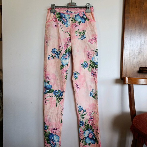 Blugirl Blumarin floral pants like new, pink with blue flowers, size S
