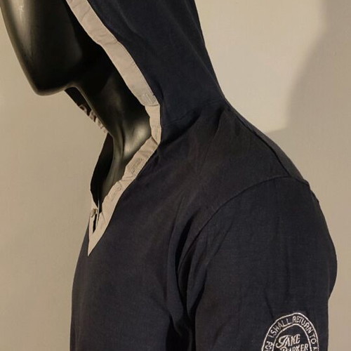 XDYE double long-sleeve T-shirt with hood, navy blue and grey, Pull & Bear
