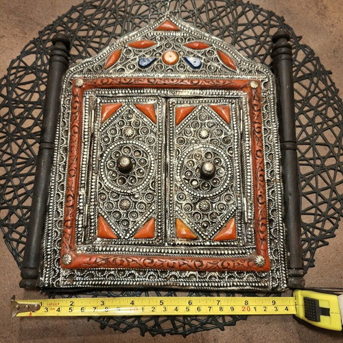 Vintage Moroccan Hand Crafted Silver Mirror used