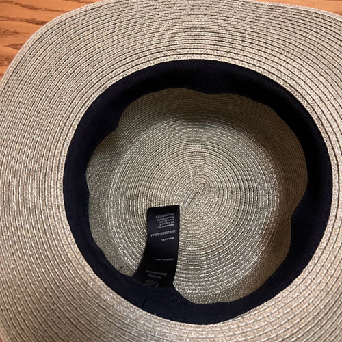 Boater straw hat, beige, adjustable strap