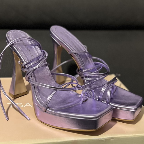 Tsakiris Mallas purple high heel sandals, size 40