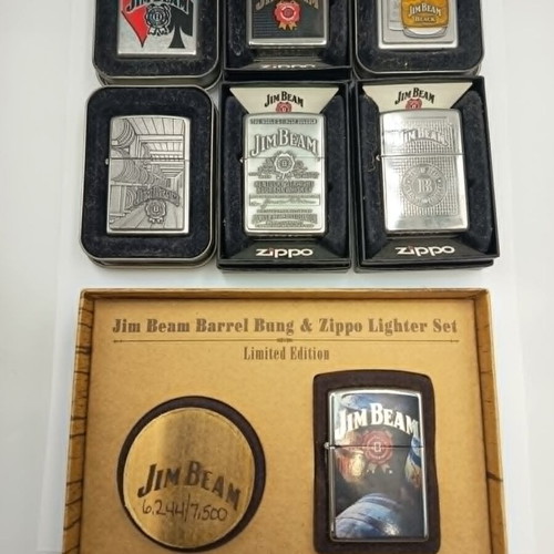 Zippo Jim Beam limited edition lighter set, 7 pieces
