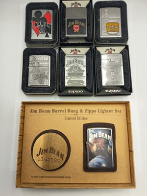 Zippo Jim Beam limited edition lighter set, 7 pieces