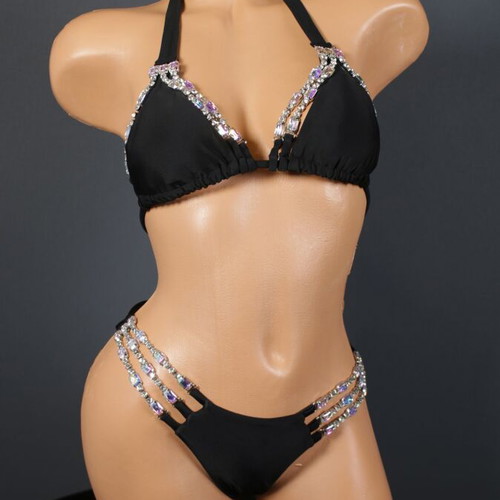 Black shiny bikini swimsuit new, sizes S and M