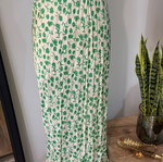 Zara satin midi dress with cream green flowers like new, size M