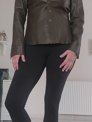 John Carlisle Essentials leather overshirt jacket, medium, dark olive