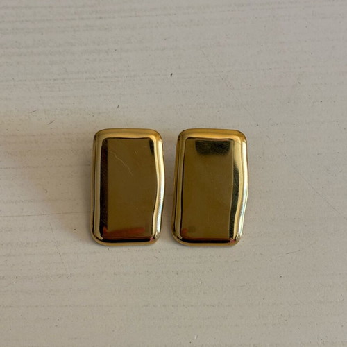 Earrings stainless steel rectangular gold color like new, 3cm length