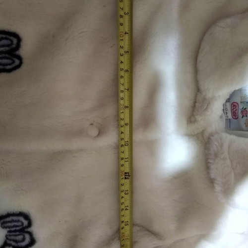 Children's fur coat used with detachable hood, cream with bunnies, age 3-4