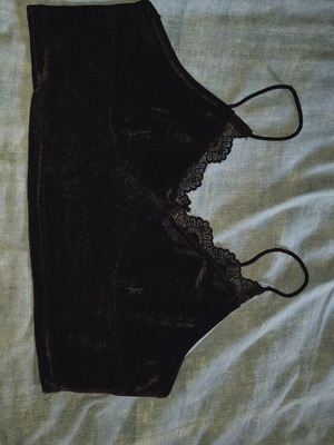 Velvet gothic crop top Shein καινούργιο, μαύρο με δαντέλα