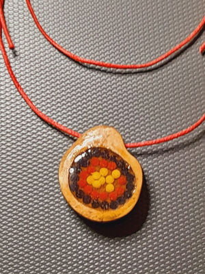 Handmade wooden necklace new from strawberry tree wood and resin