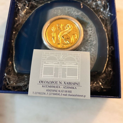 Handmade Greek Sphinx stone sculpture from Chios new with box