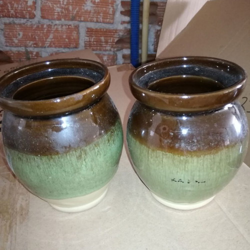 Vintage earthenware vases 50 years old, new, set of 2