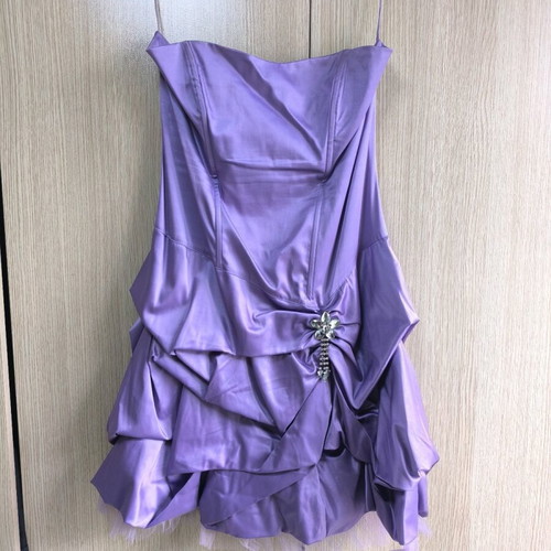 Purple strapless evening dress like new with free pashmina