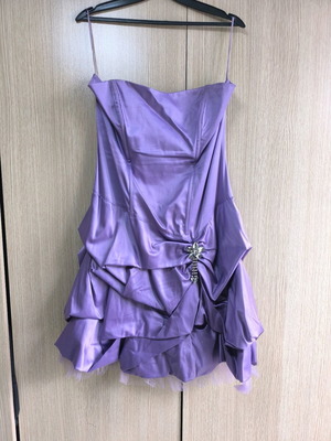 Purple strapless evening dress like new with free pashmina