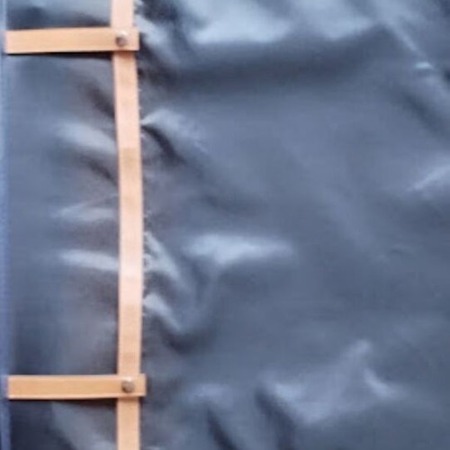Large suitcase used, blue, 56x77 cm with leather details