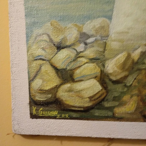 Lighthouse artwork on canvas like new