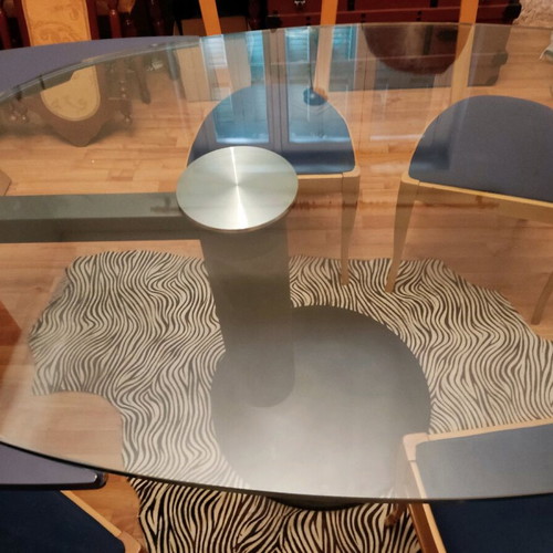 Glass dining table with extension used 1.60+1.00 m