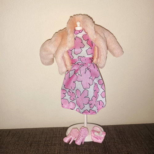 Barbie Fashionistas pink dress with matching shoes and handbag