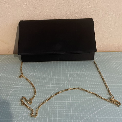 Satin bag crossbody like new, black vintage evening with chain